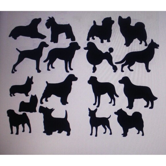 Set Of 18 Dog Silhouette PVC Wall Decals Black Home Decor Wall Art NIP - Picture 2 of 5
